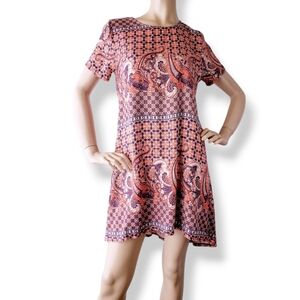 Haute Apparel Orange & Blue Abstract Shift Flowy Dress Size Medium